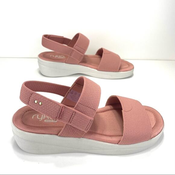 Ryka Azara Knit Sandal Size 8.5 Rose/Tan Platform Wedge Lightweight Open Toe New - Picture 4 of 16